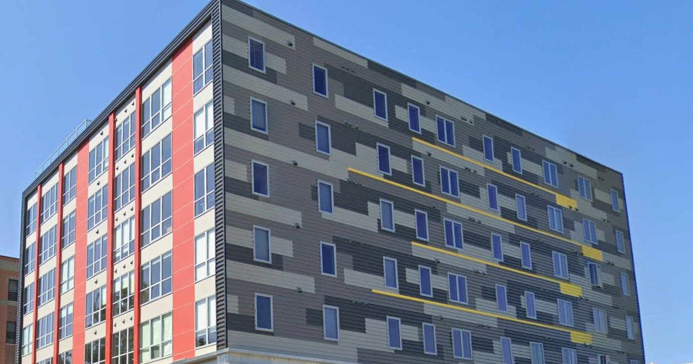Seven story mixed-use apartment building, Champaign, Illinois